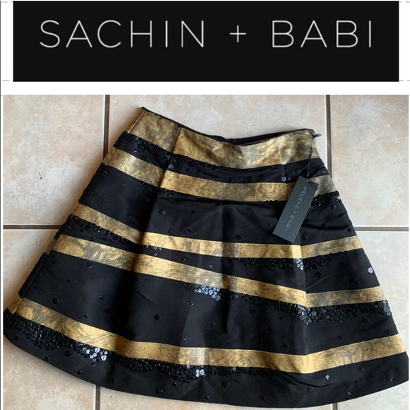 ❌SOLD❌Gold Embellished Sachin+Babi Skirt RETAIL $289 - Picture 1 of 8